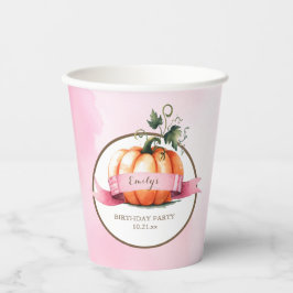 Pink Pumpkin Birthday Party Paper Cups Pappbecher