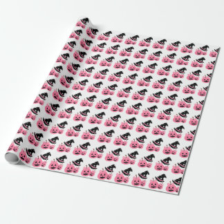 Pink Pumpkin & Black Hat Halloween Wrapping Paper Geschenkpapier
