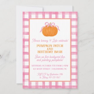 Pink Pumpkin Bow Birthday Einladung