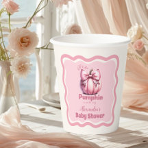 Pink Pumpkin Bow Girl Baby Dusche