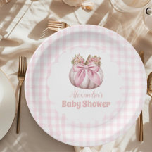 Pink Pumpkin Bow Girl Baby Dusche