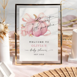 Pink Pumpkin Bow Girl Baby Dusche Willkommen Poster