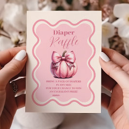 Pink Pumpkin Bow Girl Babydusche Raffle Diapper Begleitkarte