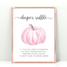 Pink Pumpkin Diaper Raffle Baby Duschgame Poster