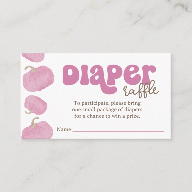 Pink Pumpkin Diaper Raffle Baby Duschkarte Begleitkarte (Vorderseite)