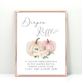 Pink Pumpkin Diaper Raffle Baby Girl Dusche Poster