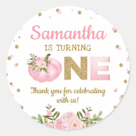 Pink Pumpkin Erste 1. Geburtstagsfavoriten Flora Runder Aufkleber