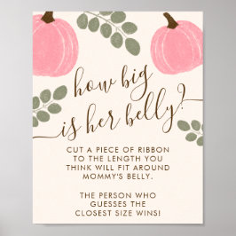 Pink Pumpkin Eucalyptus Baby Shower Belly Game Poster
