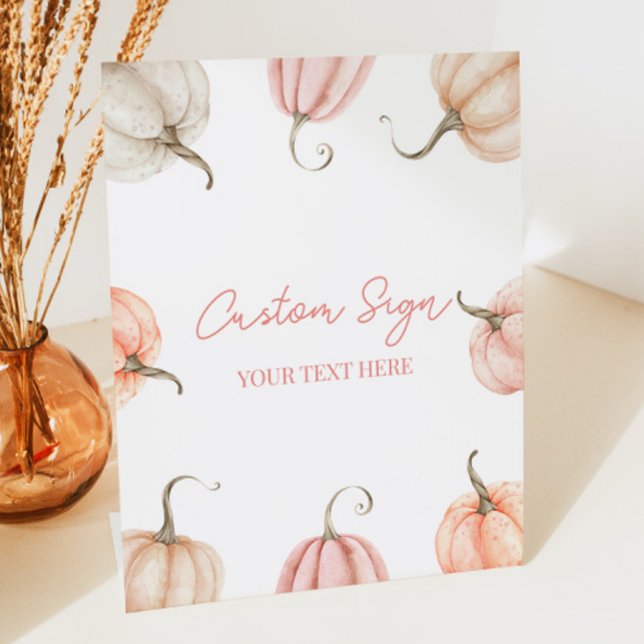 Pink Pumpkin Fall Autumn Custom Party Sockelschild (Von Creator hochgeladen)