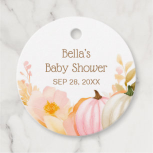 Pink Pumpkin Fall Baby Dusche Geschenkanhänger