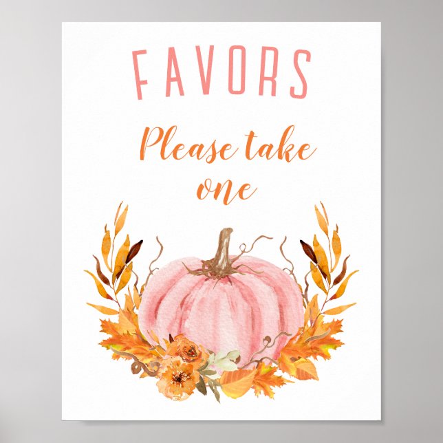 Pink Pumpkin Fall Baby Duwer Favoriten Schild (Vorne)