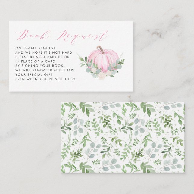 Pink Pumpkin Fall Babydusche Reservierungskarte Platzkarte (Vorne/Hinten)