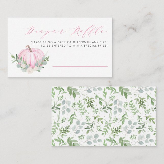 Pink Pumpkin Fall Babydusche Windelwaschkarte Platzkarte (Vorne/Hinten)