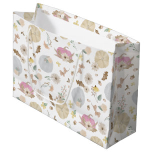 Pink Pumpkin Fall Floral Geschenktasche Große Geschenktüte