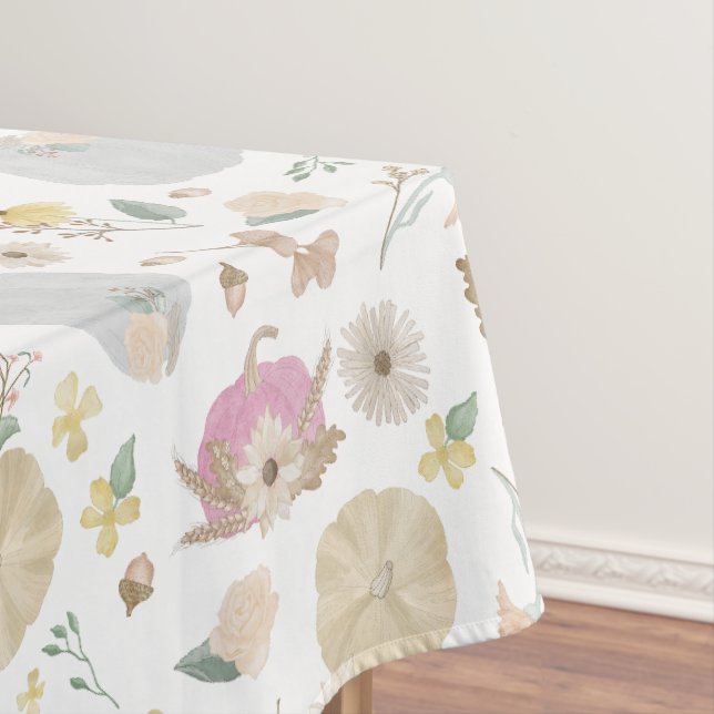 Pink Pumpkin Fall Floral Tableclout Tischdecke (Beispiel)
