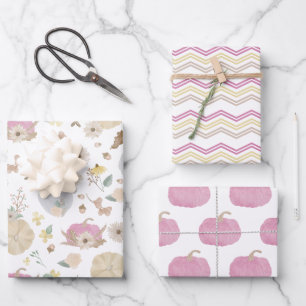 Pink Pumpkin Fall Geschenkpapier Set