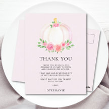 Pink Pumpkin Fall Girl's Baby Shower Danke