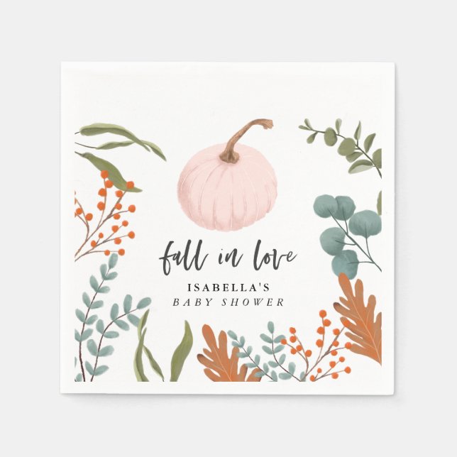 Pink Pumpkin Fall in Liebe Kinderdusche Serviette (Vorderseite)