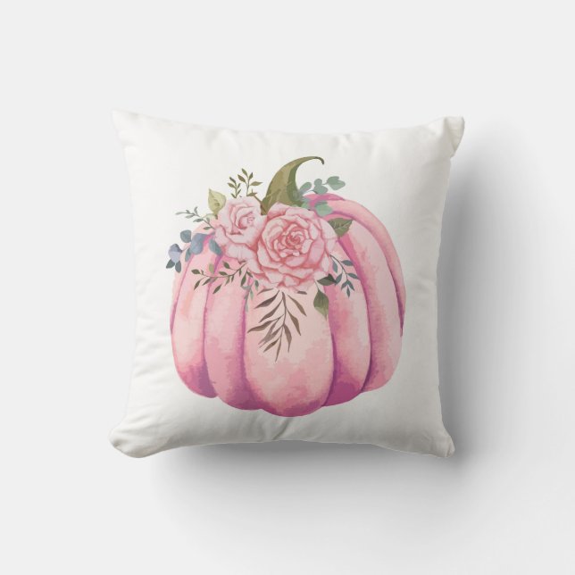 Pink Pumpkin Fall Pillow Kissen (Vorderseite)