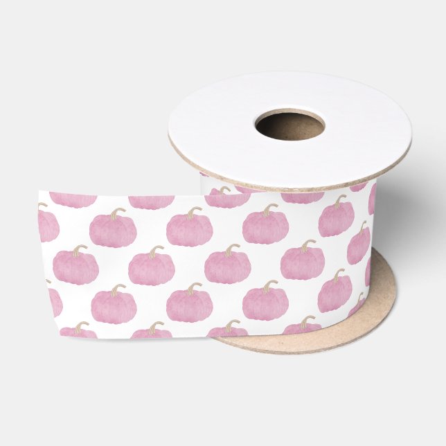 Pink Pumpkin Fall Satin Ribbon Satinband (Spule)