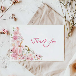 Pink Pumpkin Floral Baby Dusche Danke Karte