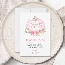 Pink Pumpkin Floral Baby Dusche Danke Karte