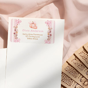 Pink Pumpkin Floral Baby Dusche Rücksendeadresse Adressaufkleber