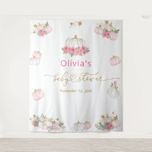 Pink Pumpkin Floral Baby Dusche Wandteppich