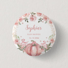 Pink Pumpkin Floral Girl Babydusche Button