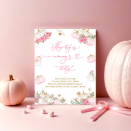 Pink Pumpkin Floral Wie groß ist Mama's Bauch Poster