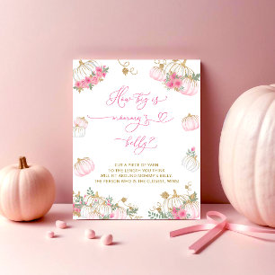 Pink Pumpkin Floral Wie groß ist Mama's Bauch Poster
