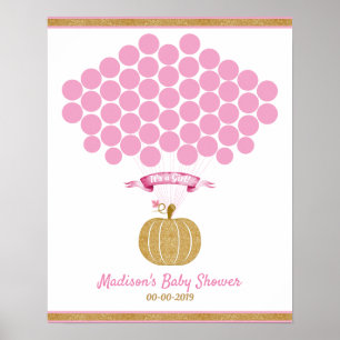 Pink Pumpkin Gast Buch Seite Gold Dusche Poster