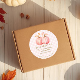 Pink Pumpkin Gingham Bakery Runder Aufkleber