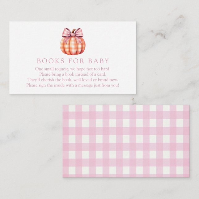 Pink Pumpkin Gingham Bücher für die Babyverpackung Begleitkarte (Vorne/Hinten)