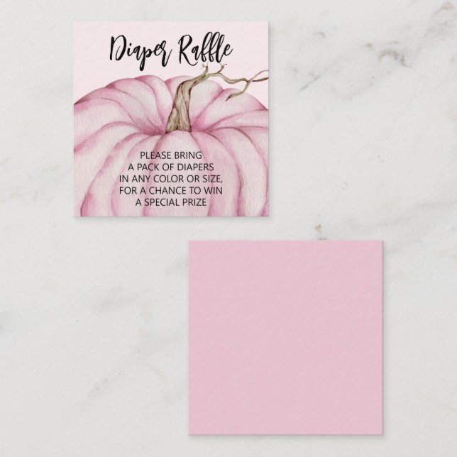 Pink Pumpkin Girl Baby Diaper Raffle Begleitkarte (Vorne/Hinten)
