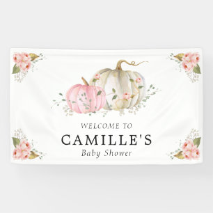 Pink Pumpkin Girl Baby Dusche Party Banner
