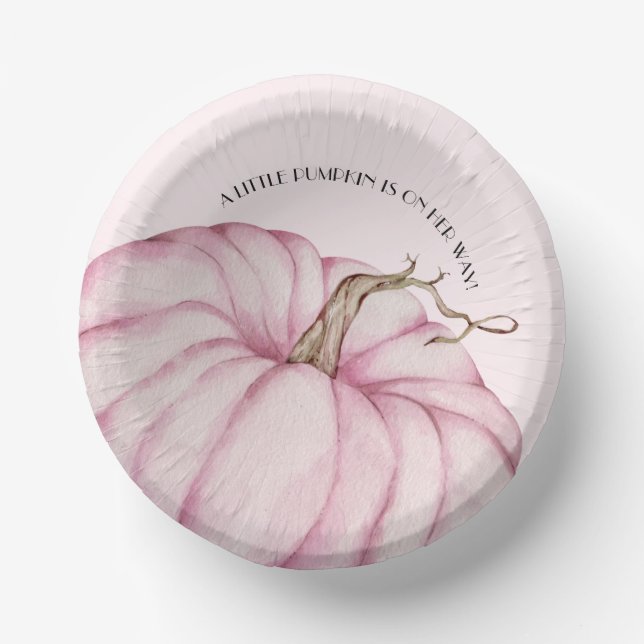 Pink Pumpkin Girl Babydusche Pappteller (Vorderseite)