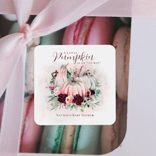 Pink Pumpkin Girl Babydusche Quadratischer Aufkleber