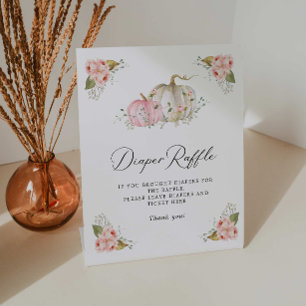 Pink Pumpkin Girl Babydusche Windeln Raffle Schild