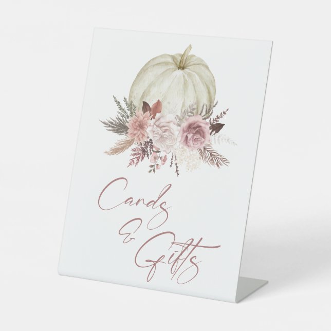 Pink Pumpkin Girl Babyduschkarten & Geschenke Unte Sockelschild (Vorderseite)