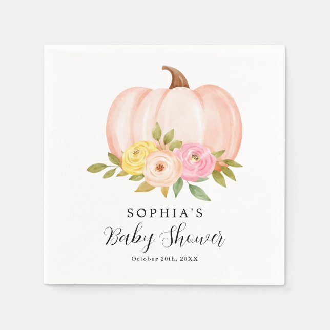Pink Pumpkin Girl Babyduschpapier Serviette (Vorderseite)