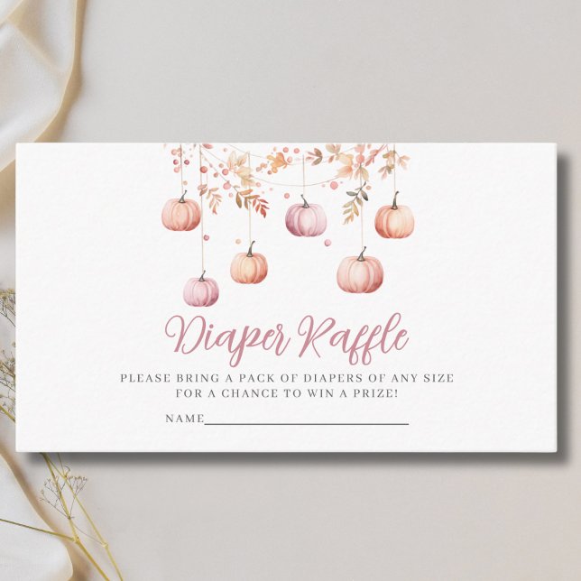 Pink Pumpkin Girl Diaper Raffle Baby Shower  Begleitkarte (Von Creator hochgeladen)