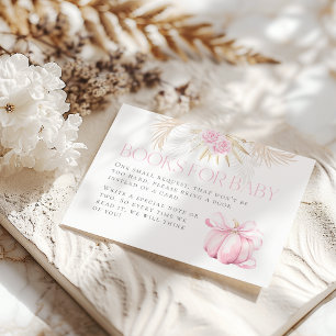 Pink Pumpkin Girl Floral Bow Baby Showbook Begleitkarte