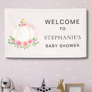 Pink Pumpkin Girls Fall Baby Dusche Willkommen Banner