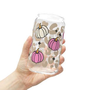 Pink Pumpkin Glass Coffee Cup, Herbstsaison Gesche Dosenglas