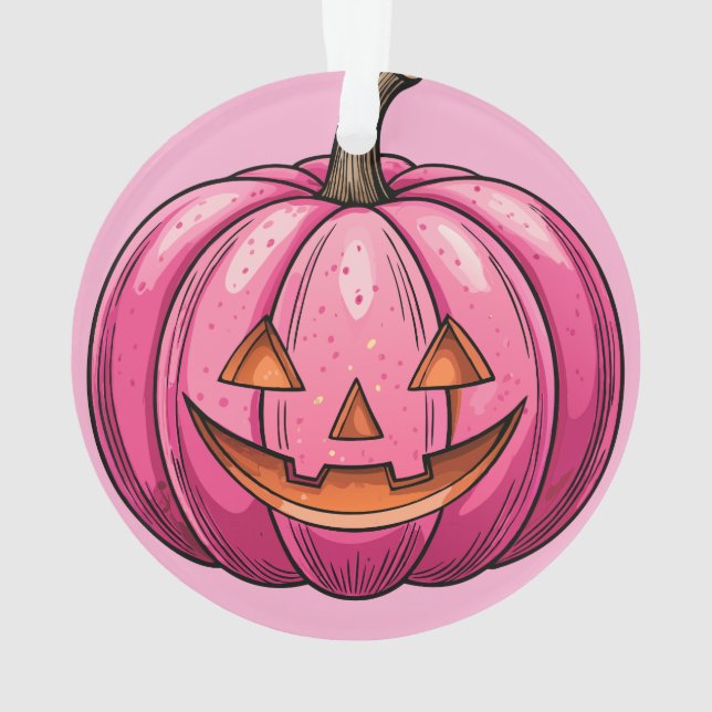 Pink Pumpkin Halloween Ornament (Rückseite)