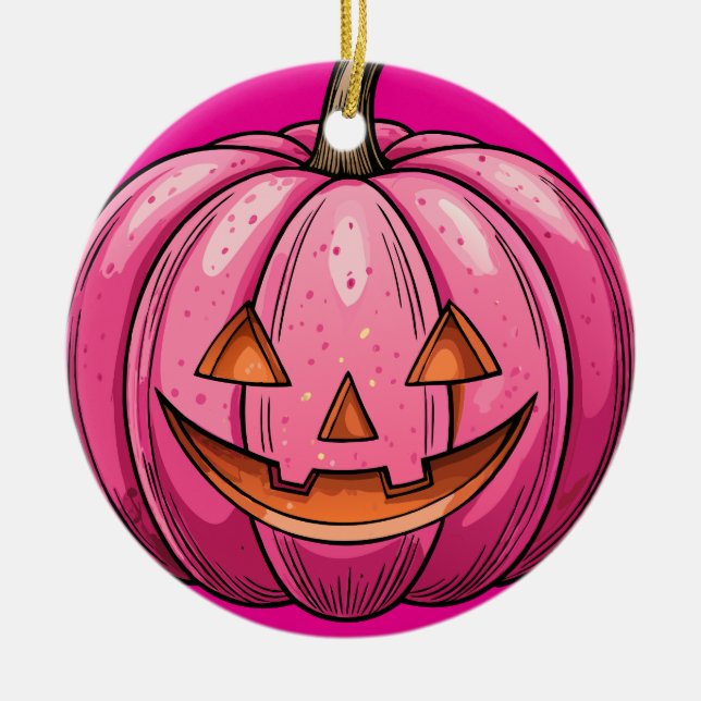 Pink Pumpkin Halloween Ornament (Vorne)