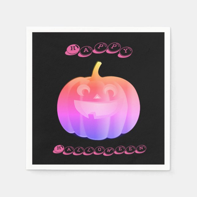 Pink Pumpkin Halloween Serviette (Vorderseite)