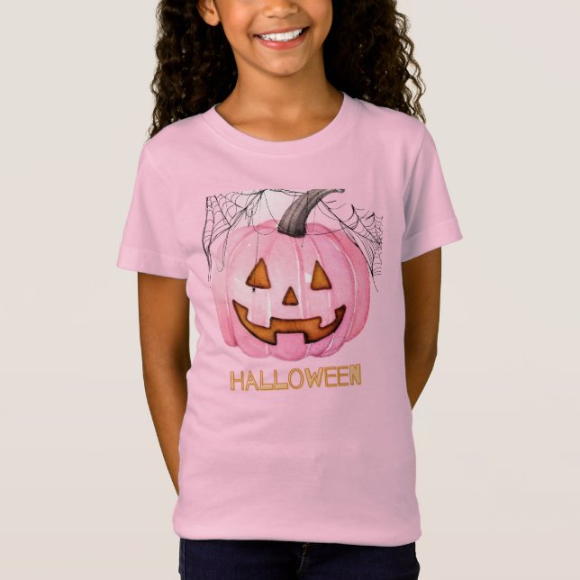 Pink Pumpkin Halloween T - Shirt für Kinder (Vorderseite)