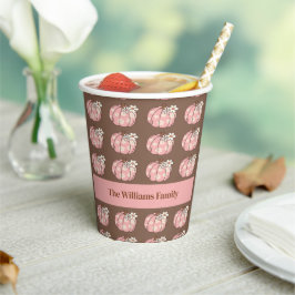 Pink Pumpkin Harvest Erntedank Dinner Paper Cup Pappbecher